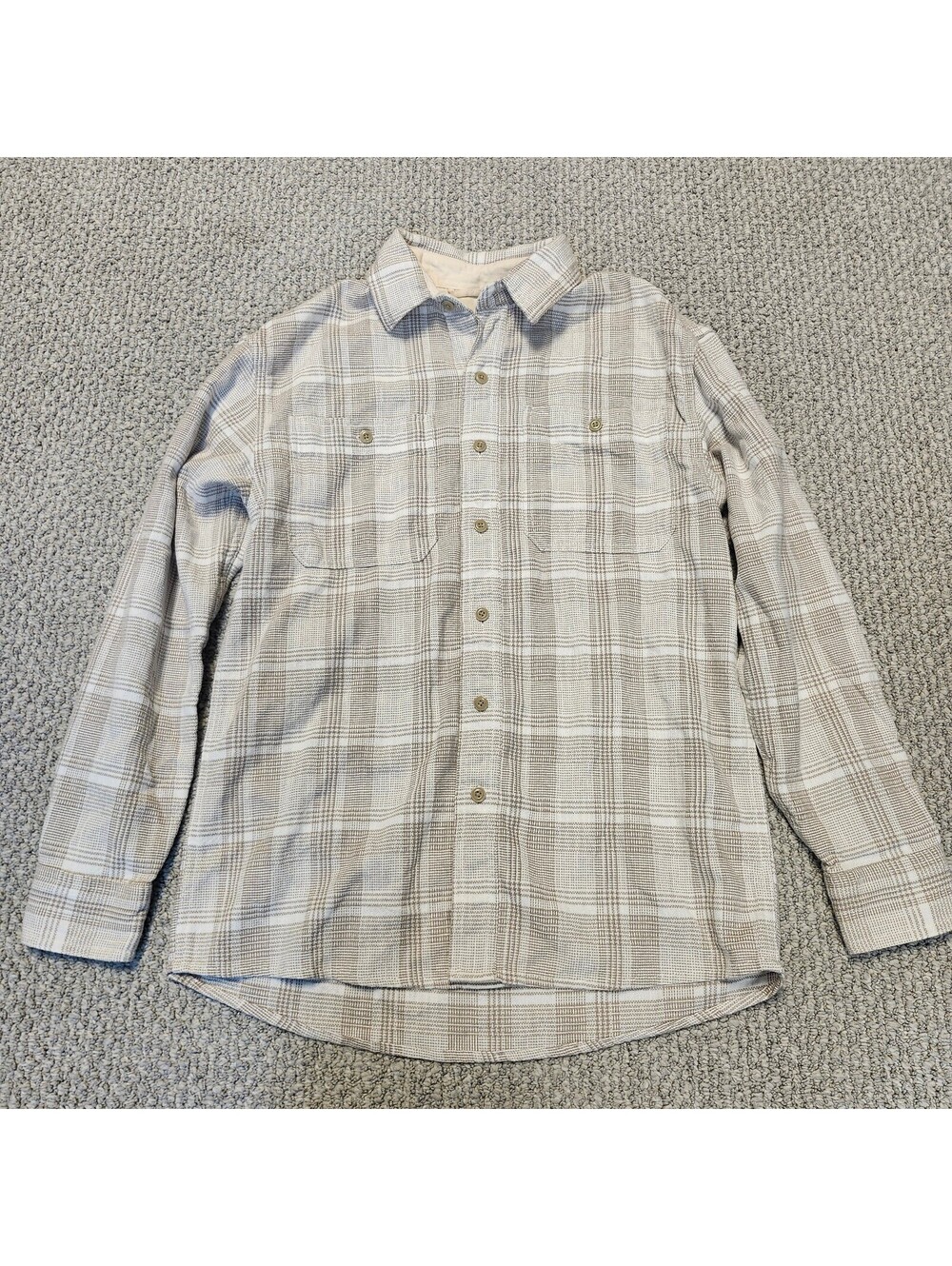 American Eagle Men'sXS Beige Plaid Button-Up Shirt